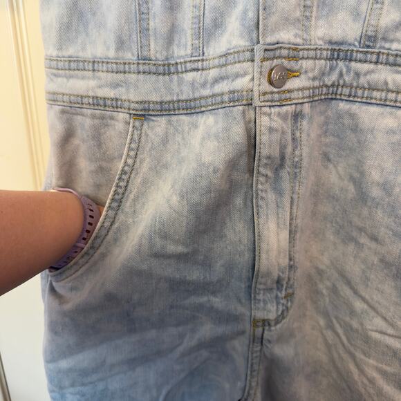 Lee Vintage Modern Women’s Acid Wash Denim Short Union-Alls Romper Size XS - Picture 7 of 11